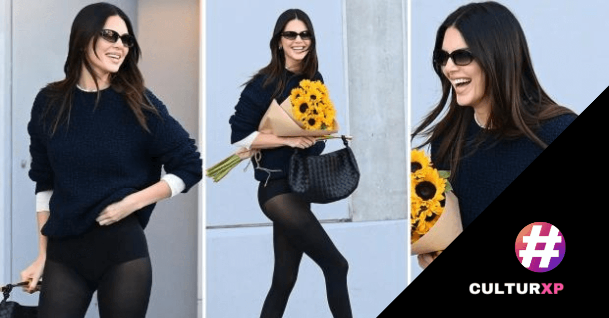Kendall Jenner swaps trousers for tights